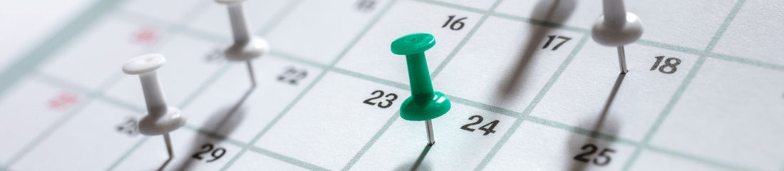 Pinnnadeln auf einem Kalender